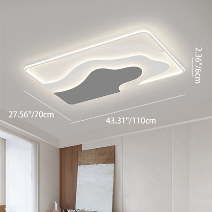 Modern Art Deco Iron & Silicone Cloud-Inspired Rectangular Square Round LED Flush Mount Ceiling Light For Bedroom & Living Room