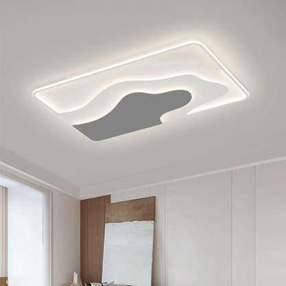 Modern Art Deco Iron & Silicone Cloud-Inspired Rectangular Square Round LED Flush Mount Ceiling Light For Bedroom & Living Room