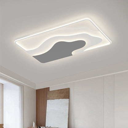 Modern Art Deco Iron & Silicone Cloud-Inspired Rectangular Square Round LED Flush Mount Ceiling Light For Bedroom & Living Room