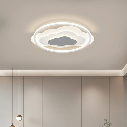 Modern Art Deco Iron & Silicone Cloud-Inspired Rectangular Square Round LED Flush Mount Ceiling Light For Bedroom & Living Room