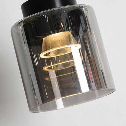 Modern Minimalist Aluminum & Glass Cylindrical Liftable LED Pendant Light For Dining Room & Bedside