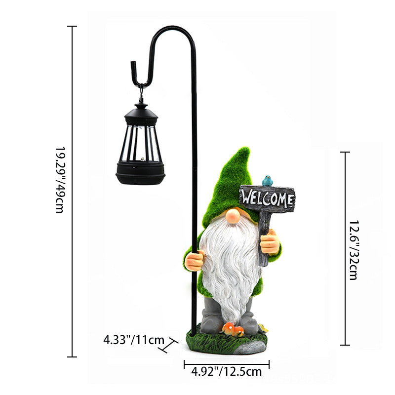 Modern Art Deco Solar Waterproof Flocked Resin Gnome LED Outdoor Light Landscape Lighting For Garden
