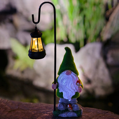 Modern Art Deco Solar Waterproof Flocked Resin Gnome LED Outdoor Light Landscape Lighting For Garden