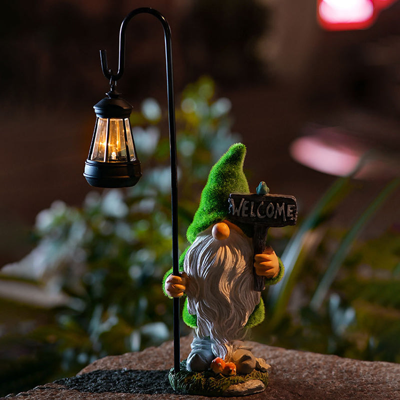 Modern Art Deco Solar Waterproof Flocked Resin Gnome LED Outdoor Light Landscape Lighting For Garden