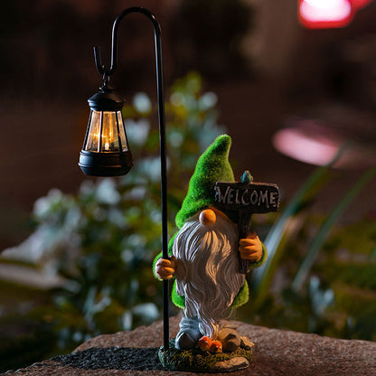 Modern Art Deco Solar Waterproof Flocked Resin Gnome LED Outdoor Light Landscape Lighting For Garden