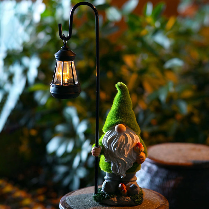 Modern Art Deco Solar Waterproof Flocked Resin Gnome LED Outdoor Light Landscape Lighting For Garden