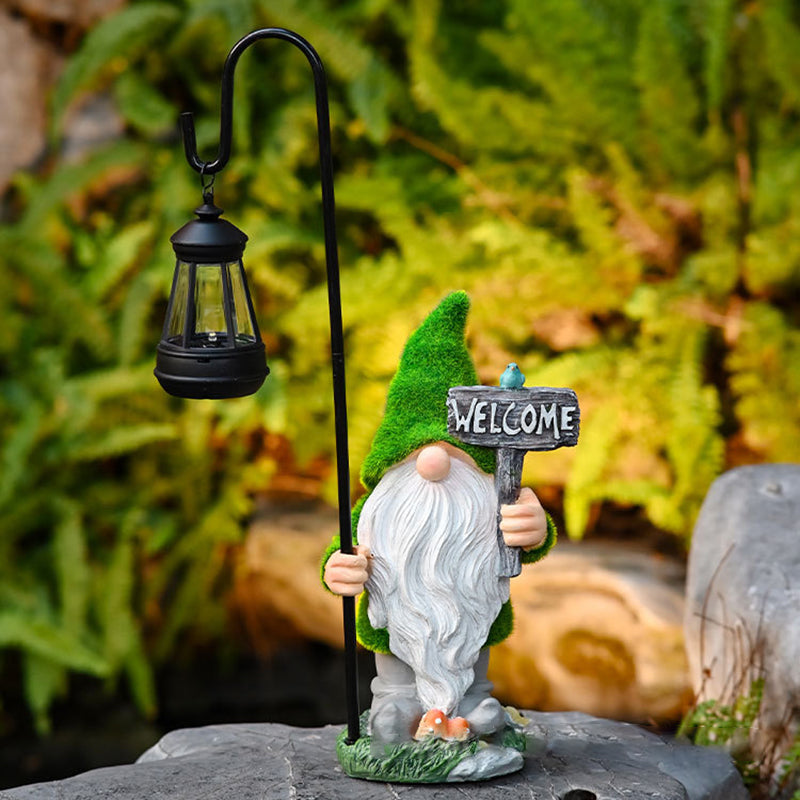 Modern Art Deco Solar Waterproof Flocked Resin Gnome LED Outdoor Light Landscape Lighting For Garden