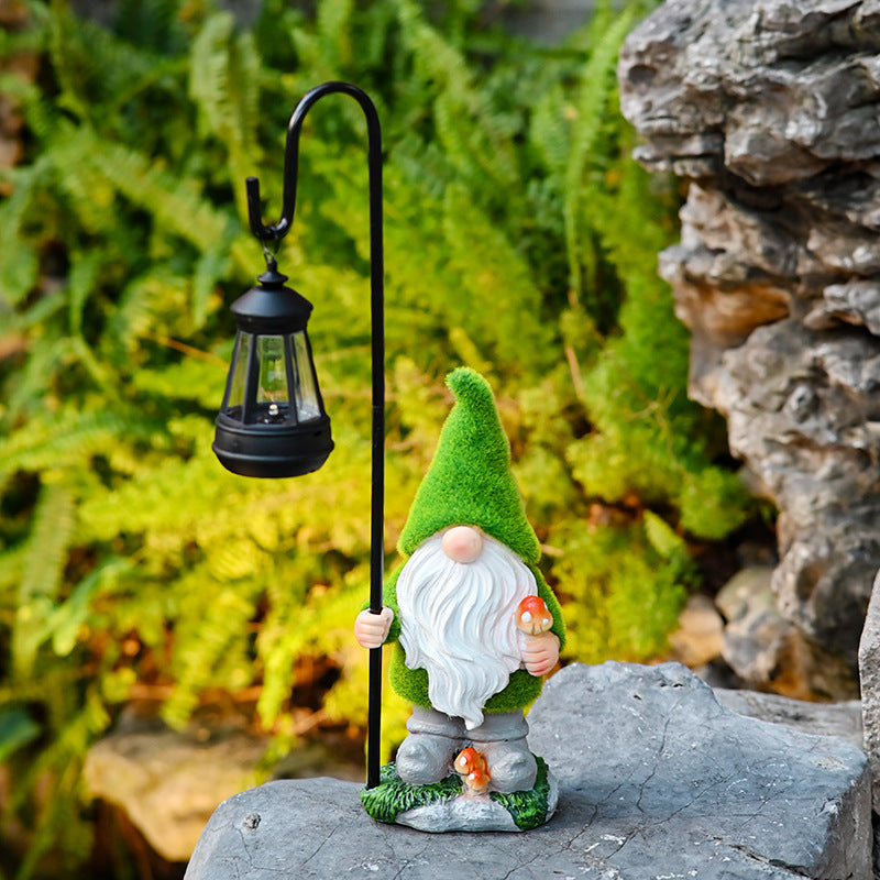 Modern Art Deco Solar Waterproof Flocked Resin Gnome LED Outdoor Light Landscape Lighting For Garden