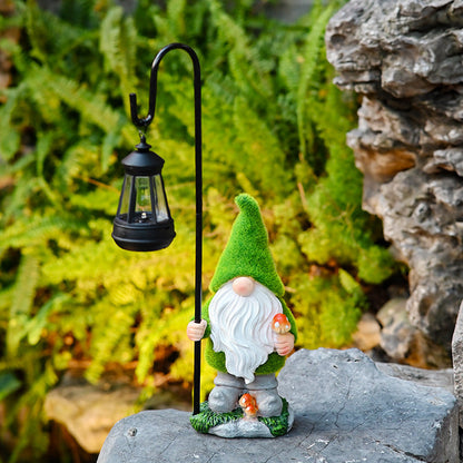 Modern Art Deco Solar Waterproof Flocked Resin Gnome LED Outdoor Light Landscape Lighting For Garden