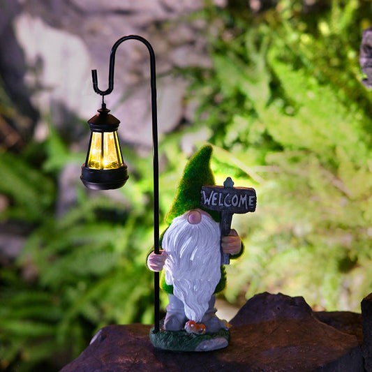 Modern Art Deco Solar Waterproof Flocked Resin Gnome LED Outdoor Light Landscape Lighting For Garden
