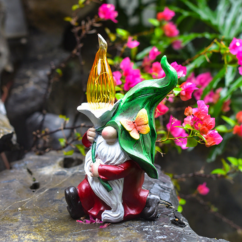 Modern Art Deco Solar Waterproof Resin Lantern Gnome LED Outdoor Light Landscape Lighting For Garden