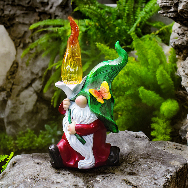 Modern Art Deco Solar Waterproof Resin Lantern Gnome LED Outdoor Light Landscape Lighting For Garden
