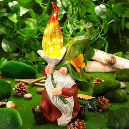 Modern Art Deco Solar Waterproof Resin Lantern Gnome LED Outdoor Light Landscape Lighting For Garden