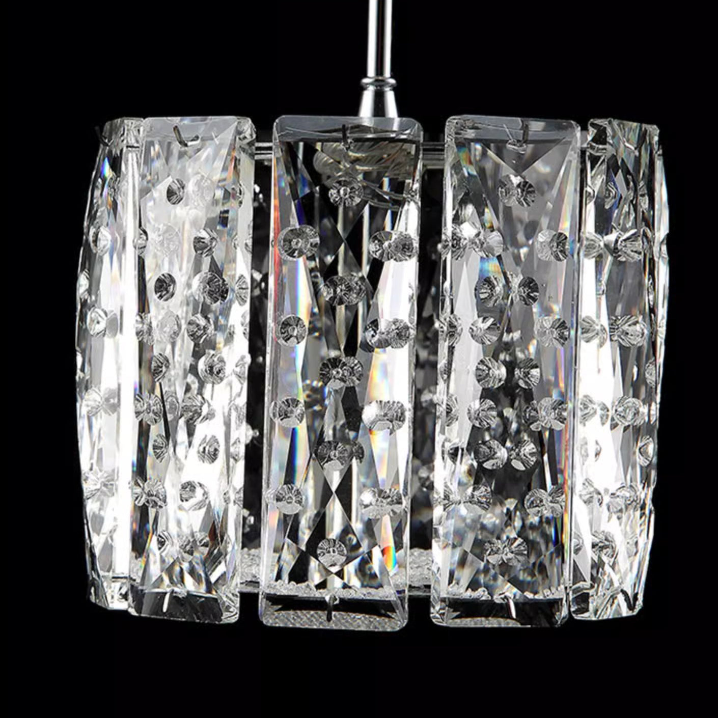 Modern Luxury Crystal & Stainless Steel Raindrop Cylinder Petal LED Chandelier Island Light For Dining Room & Living Room