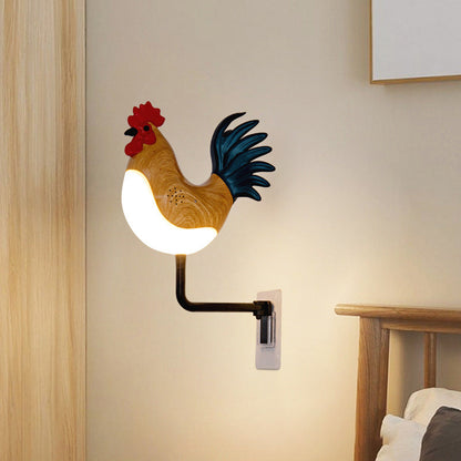 Contemporary Creative Rechargeable ABS & PC Rooster-Shaped LED Wall Sconce Lamp Night Light For Bedroom & Hallway