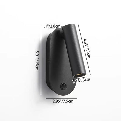 Modern Minimalist Aluminum & Iron Cylindrical Spotlight LED Wall Sconce Lamp For Bedside