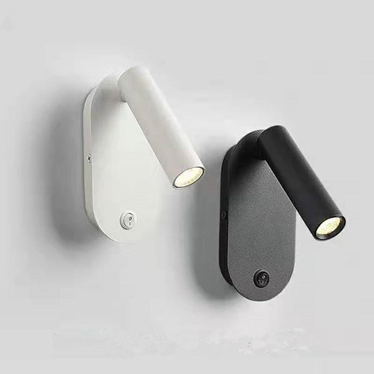 Modern Minimalist Aluminum & Iron Cylindrical Spotlight LED Wall Sconce Lamp For Bedside