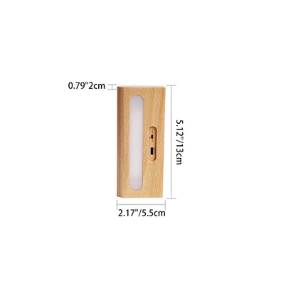 Contemporary Nordic Rechargeable Wood & Plastic Rectangular LED Wall Sconce Lamp Night Light For Bedside