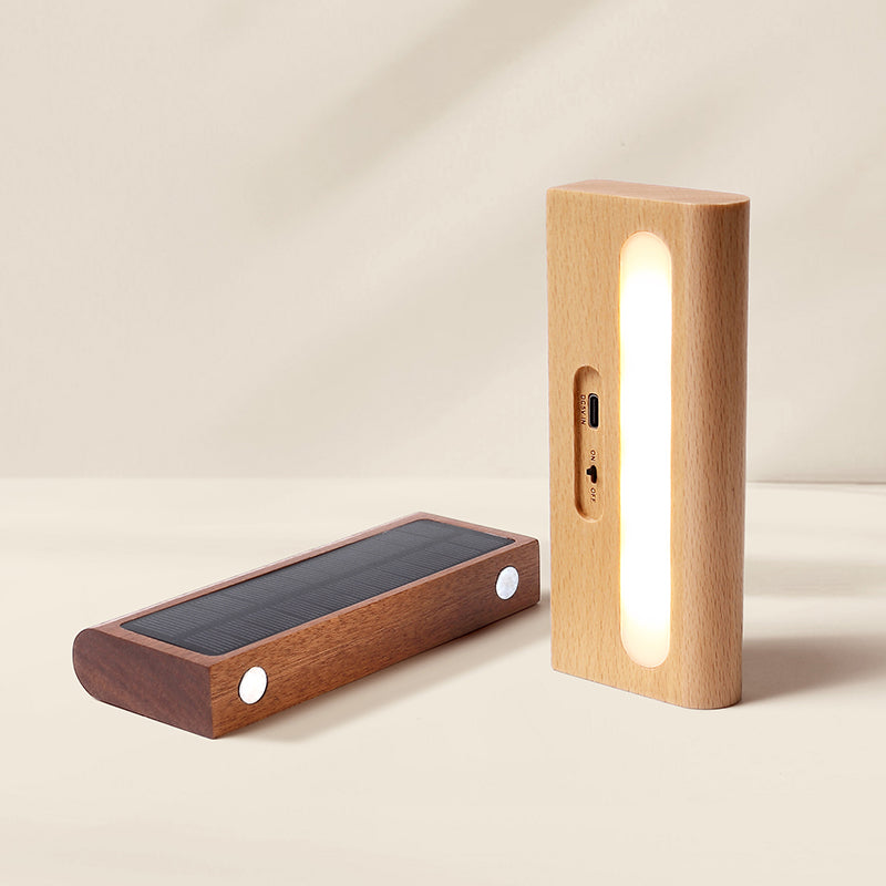 Contemporary Nordic Rechargeable Wood & Plastic Rectangular LED Wall Sconce Lamp Night Light For Bedside