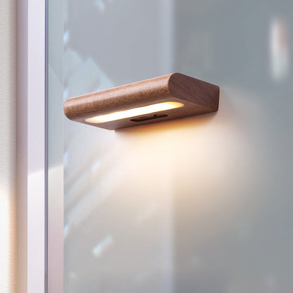 Contemporary Nordic Rechargeable Wood & Plastic Rectangular LED Wall Sconce Lamp Night Light For Bedside