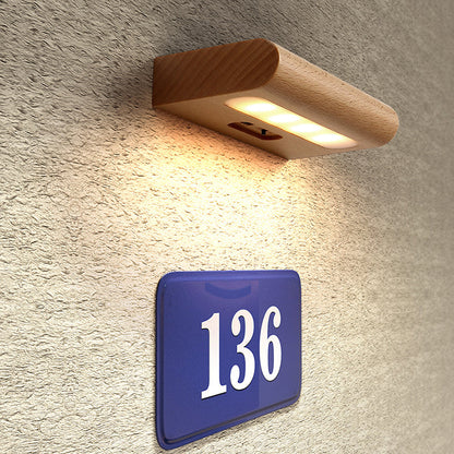 Contemporary Nordic Rechargeable Wood & Plastic Rectangular LED Wall Sconce Lamp Night Light For Bedside