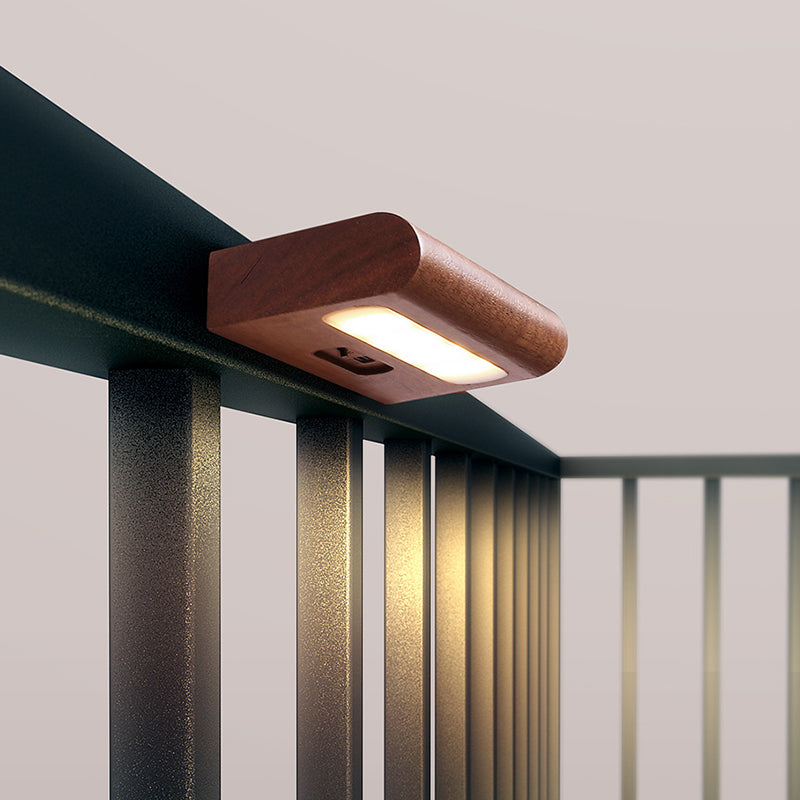 Contemporary Nordic Rechargeable Wood & Plastic Rectangular LED Wall Sconce Lamp Night Light For Bedside