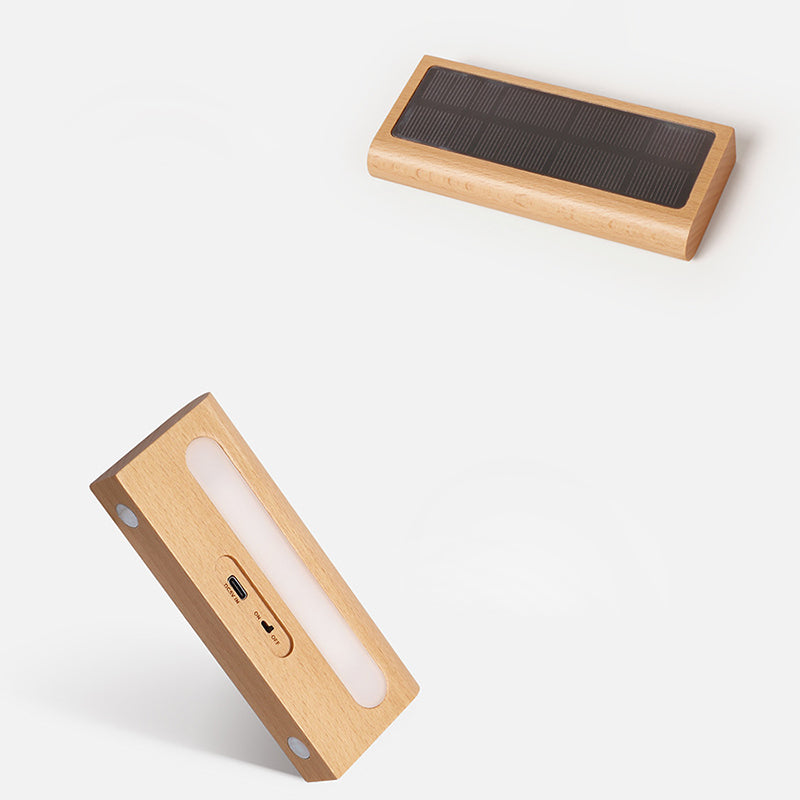Contemporary Nordic Rechargeable Wood & Plastic Rectangular LED Wall Sconce Lamp Night Light For Bedside