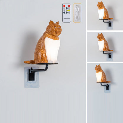 Contemporary Creative Rechargeable ABS & PC Lucky Cat LED Wall Sconce Lamp Night Light For Bedroom & Hallway