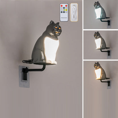 Contemporary Creative Rechargeable ABS & PC Lucky Cat LED Wall Sconce Lamp Night Light For Bedroom & Hallway