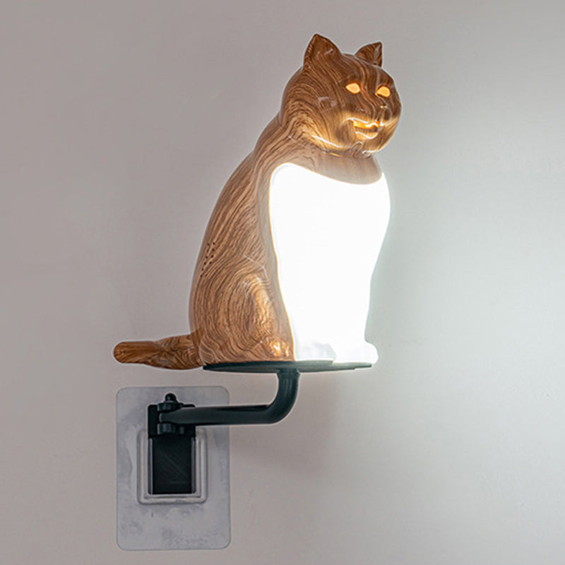 Contemporary Creative Rechargeable ABS & PC Lucky Cat LED Wall Sconce Lamp Night Light For Bedroom & Hallway