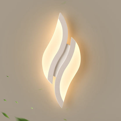 Modern Minimalist Iron & Acrylic Leaf-Shaped LED Wall Sconce Lamp For Bedroom & Living Room