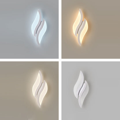 Modern Minimalist Iron & Acrylic Leaf-Shaped LED Wall Sconce Lamp For Bedroom & Living Room