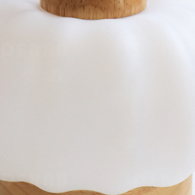 Contemporary Nordic Rechargeable Wood PE & Faux Leather Pumpkin-Shaped Hanging LED Wall Sconce Lamp Night Light For Bedside