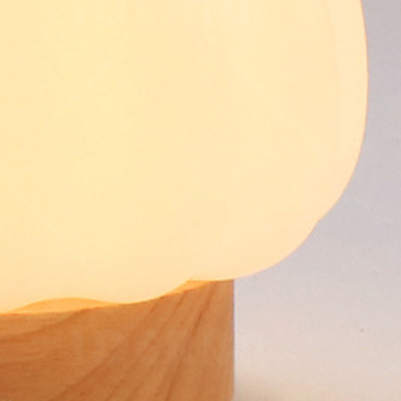 Contemporary Nordic Rechargeable Wood PE & Faux Leather Pumpkin-Shaped Hanging LED Wall Sconce Lamp Night Light For Bedside