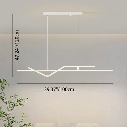 Modern Minimalist Metal Aluminum & Silicone Linear LED Chandelier Island Light For Dining Room