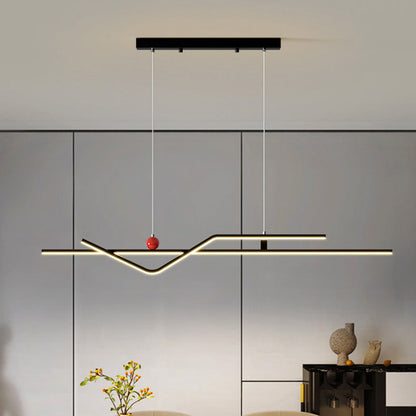 Modern Minimalist Metal Aluminum & Silicone Linear LED Chandelier Island Light For Dining Room