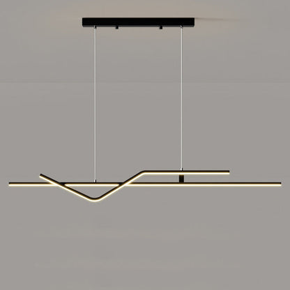 Modern Minimalist Metal Aluminum & Silicone Linear LED Chandelier Island Light For Dining Room