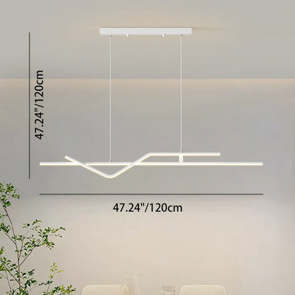 Modern Minimalist Metal Aluminum & Silicone Linear LED Chandelier Island Light For Dining Room