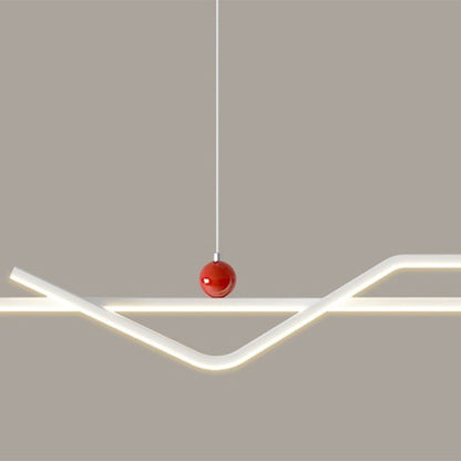 Modern Minimalist Metal Aluminum & Silicone Linear LED Chandelier Island Light For Dining Room