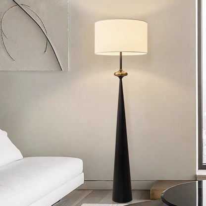 Contemporary Nordic Fabric & Iron Column-Shaped 1-Light Standing Floor Lamp For Living Room & Bedroom
