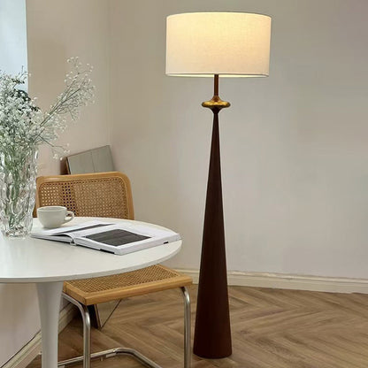 Contemporary Nordic Fabric & Iron Column-Shaped 1-Light Standing Floor Lamp For Living Room & Bedroom