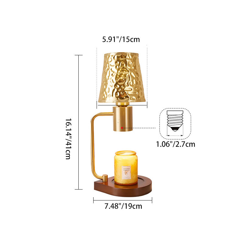 Contemporary Retro Iron And Wood Column And Water Ripple Design 1-Light Melting Wax Table Lamp For Bedside