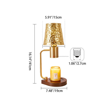 Contemporary Retro Iron And Wood Column And Water Ripple Design 1-Light Melting Wax Table Lamp For Bedside