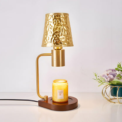 Contemporary Retro Iron And Wood Column And Water Ripple Design 1-Light Melting Wax Table Lamp For Bedside