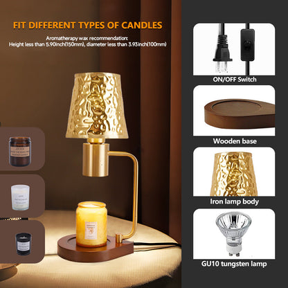 Contemporary Retro Iron And Wood Column And Water Ripple Design 1-Light Melting Wax Table Lamp For Bedside