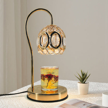 Traditional European Crystal Iron And Marble Valley Round 1-Light Melting Wax Table Lamp For Bedside