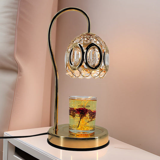 Traditional European Crystal Iron And Marble Valley Round 1-Light Melting Wax Table Lamp For Bedside