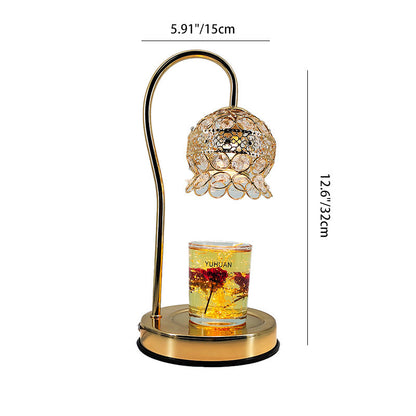 Traditional European Crystal Iron And Marble Valley Round 1-Light Melting Wax Table Lamp For Bedside