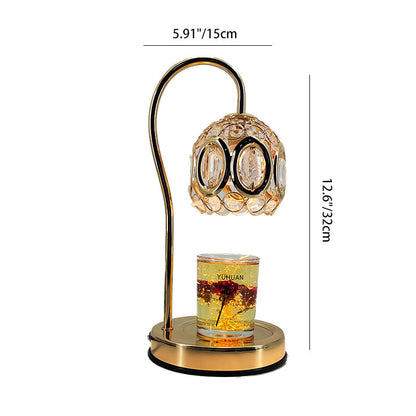 Traditional European Crystal Iron And Marble Valley Round 1-Light Melting Wax Table Lamp For Bedside