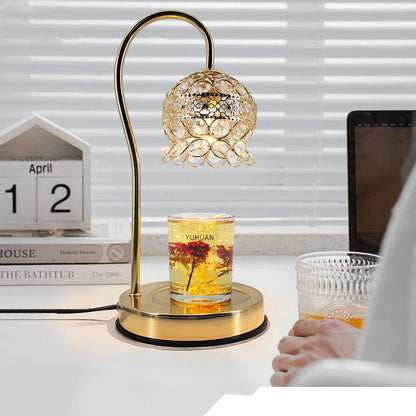 Traditional European Crystal Iron And Marble Valley Round 1-Light Melting Wax Table Lamp For Bedside